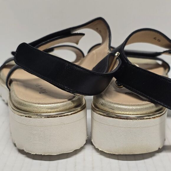 Ron White Catey Nappa Adjustable Black Leather Lug Sole Comfy Sandals 9.5 - Picture 4 of 8